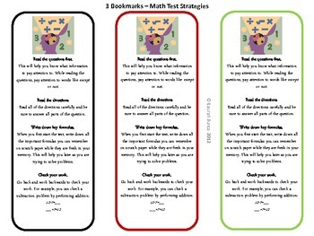 Testing Strategies Bookmarks by Tools for Teachers by Laurah J | TpT