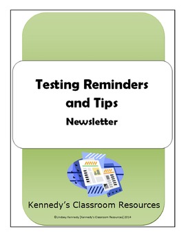 Preview of Testing Tips and Reminders - Newsletter (Editable!)