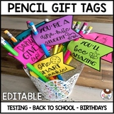 Testing Treat | Birthday Gift | Pencil Flag Toppers - Editable
