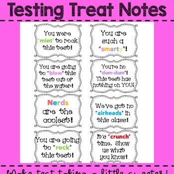 Preview of Testing Treat Notes