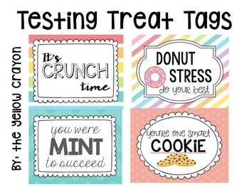 Testing Treat Tags by The Yellow Crayon Teachers Pay Teachers image