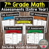 7th Grade Math Tests CCSS (7.NS, 7.RP, 7.EE, 7.G, 7.SP) Editable