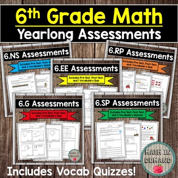 Preview of 6th Grade Math Editable Tests CCSS Assessments