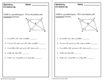 Tests for Parallelograms Lesson by Mrs E Teaches Math | TpT