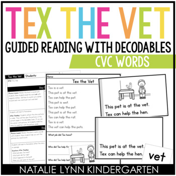 Preview of Tex the Vet CVC Vowel e Decodable Reader | Science of Reading Small Group Lesson