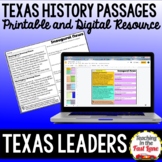Texan Leaders Reading Comprehension Passages - TX History 