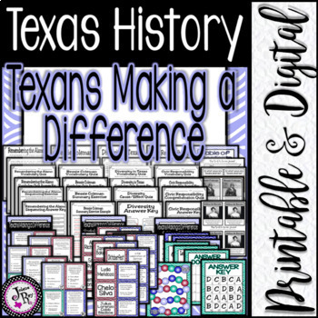 Preview of Texas History / Texans Making a Difference / Unit 11 / Printable & Digital