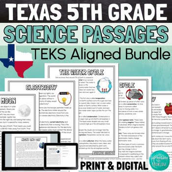 Preview of Texas 5th Grade Science Reading Comprehension BUNDLE of 31 Passages