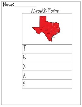 Preview of Texas Acrostic Poem