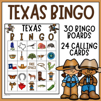 Preview of Texas BINGO Game -Western, Rodeo, Cowboy, Symbols, Go Texan Day- Party Game