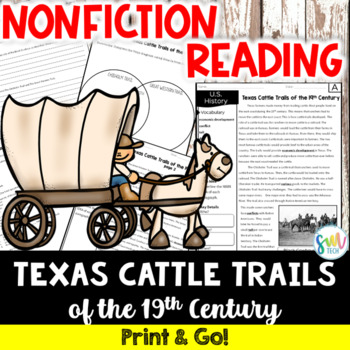 Preview of Texas Cattle Trails DIFFERENTIATED Reading  (SS5H1, SS5H1a) GSE Aligned