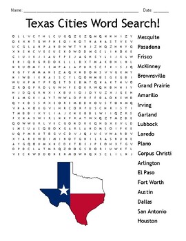 Preview of Texas Cities Word Search!