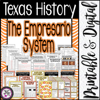 Preview of Texas History / The Empresario System / Unit 5 / Printable & Digital