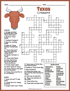 All About Texas Crossword Puzzle by Puzzles to Print TpT
