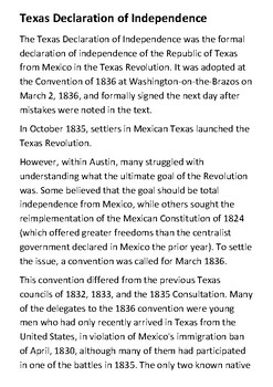 Declaration of Independence of Texas, 1836