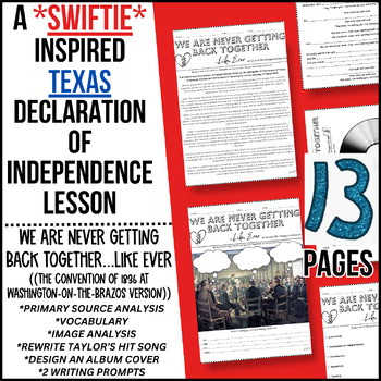 Preview of Texas Declaration of Independence Lesson Inspired By Taylor Swift