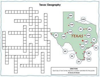 Texas Geography Crossword Puzzle Word Search Combo TPT