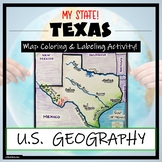 Texas Geography & Map Skills- Label and Coloring Activity!