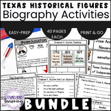 Texas Historical Figures Biography Activities Bundle - Hou