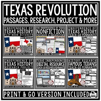 Preview of Texas History Independence Texas Revolution Reading Comprehension Passages