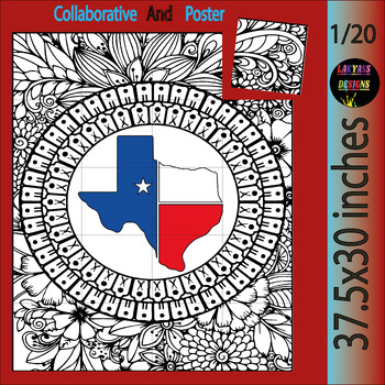 Preview of Texas History Collaborative Coloring Sheets and Timeline / Activities