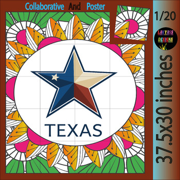 Preview of Texas History Collaborative Coloring Sheets and Timeline / Activities