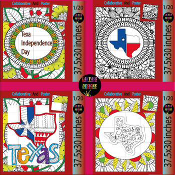 Preview of Texas History Collaborative Coloring Sheets and Timeline / Activities Bundle