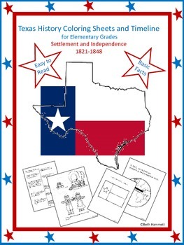 Preview of Texas History Coloring Sheets and Timeline (1821-1848)