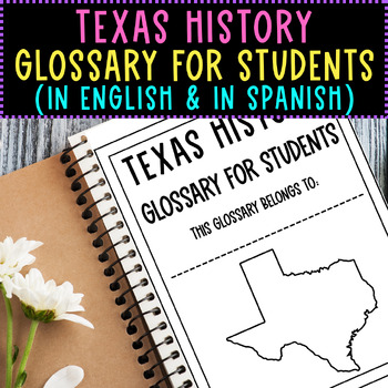 Preview of Texas History Dictionary In English and Spanish For Texas History Students