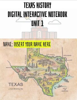 Preview of Texas History Digital Interactive Notebook Unit 1 - Natural Texas