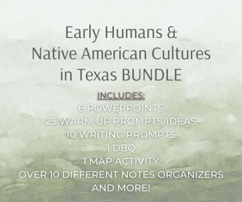 Preview of 20% OFF- Texas History -Early Humans and Cultures PowerPoints & Notes Bundle