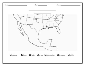 Preview of Texas History - European Exploration Map Activity