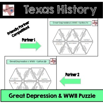 Texas History Great Depression & WWII Diamond Puzzle with digital