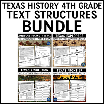 Preview of Texas History Nonfiction Text Structures Reading Comprehension Passages Bundle