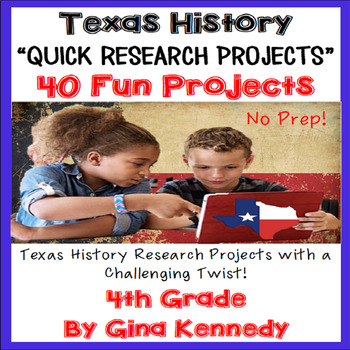 Preview of Texas History Projects, Research With a Twist! 4th Grade TEKS! Distance Learning