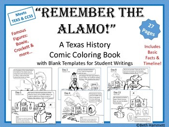 Preview of Texas History: "Remember the Alamo!" Texas History Comic Coloring Book