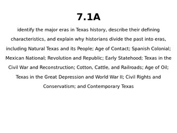 Preview of Texas History TEKS 7th Grade
