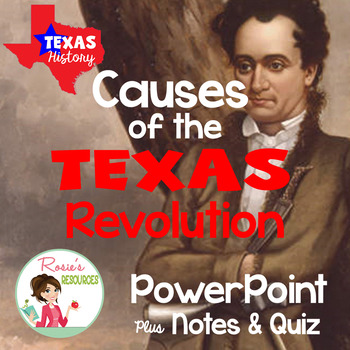 Preview of Texas History - Texas Revolution - PowerPoint, Notes and Quiz