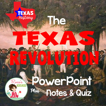 Preview of Texas History - Texas Revolution - PowerPoint, Notes and Quiz