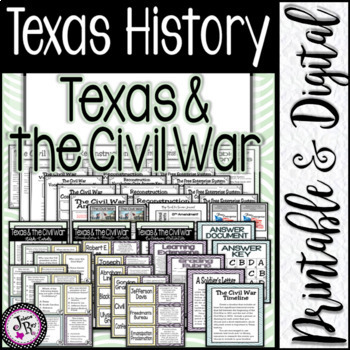 Preview of Texas History / The Civil War / Unit 8 / Printable & Digital