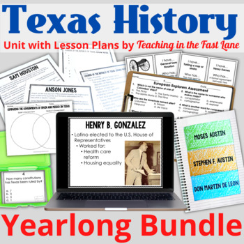 Preview of Texas History Bundle - 4th Grade Texas History Yearlong Curriculum - TEKS Based