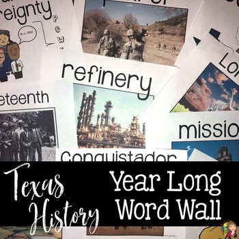 Preview of Texas History Word Wall Terms for the Entire Year with Google Slides™