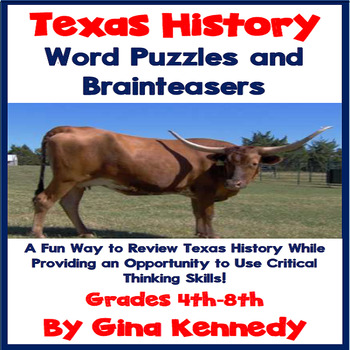 Preview of Texas History and Culture Brainteasers and Word Puzzles