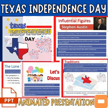 Preview of Texas Independence day Editable PowerPoint & Google Slides for 3rd- 6 Grade