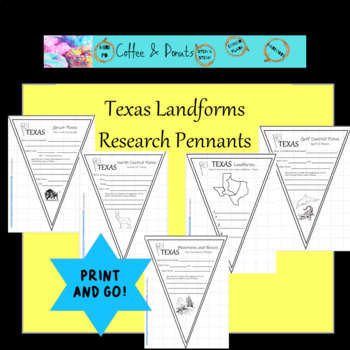 Preview of Texas Landforms Research Pennants