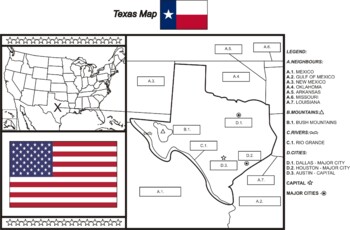 Preview of Texas Map - Map Quizzes  - Kids Activity Sheets