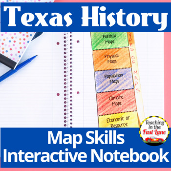 Preview of Texas Map Skills and Geography Interactive Notebook - Texas History