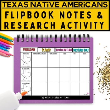 Preview of Texas Native Americans Notes and Research Flip Book Texas History