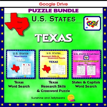 Preview of Texas Puzzle BUNDLE - Word Search & Crossword Activities - U.S. States - Google