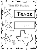 Texas Read it, Trace it, Color it Learn the States worksheet
